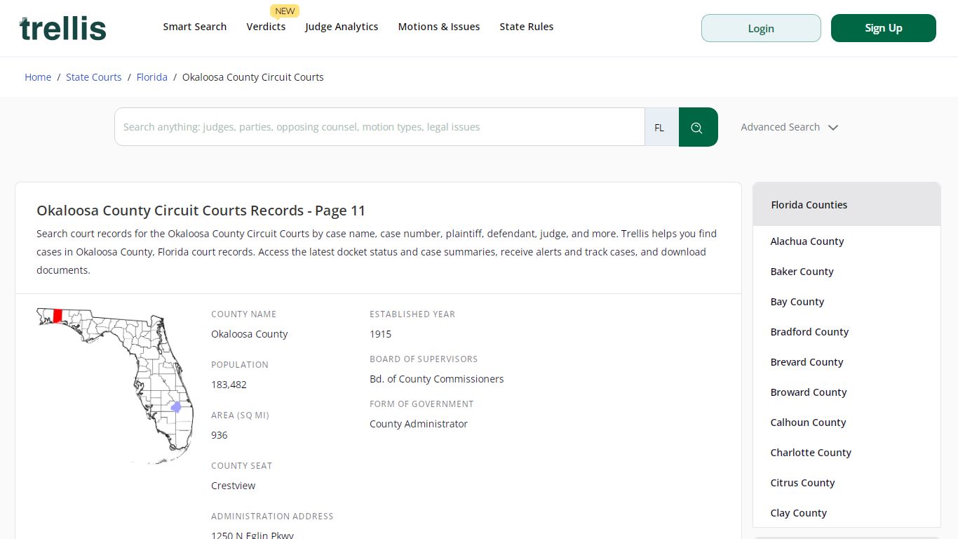 Okaloosa County Circuit Court - | Docket Search Florida